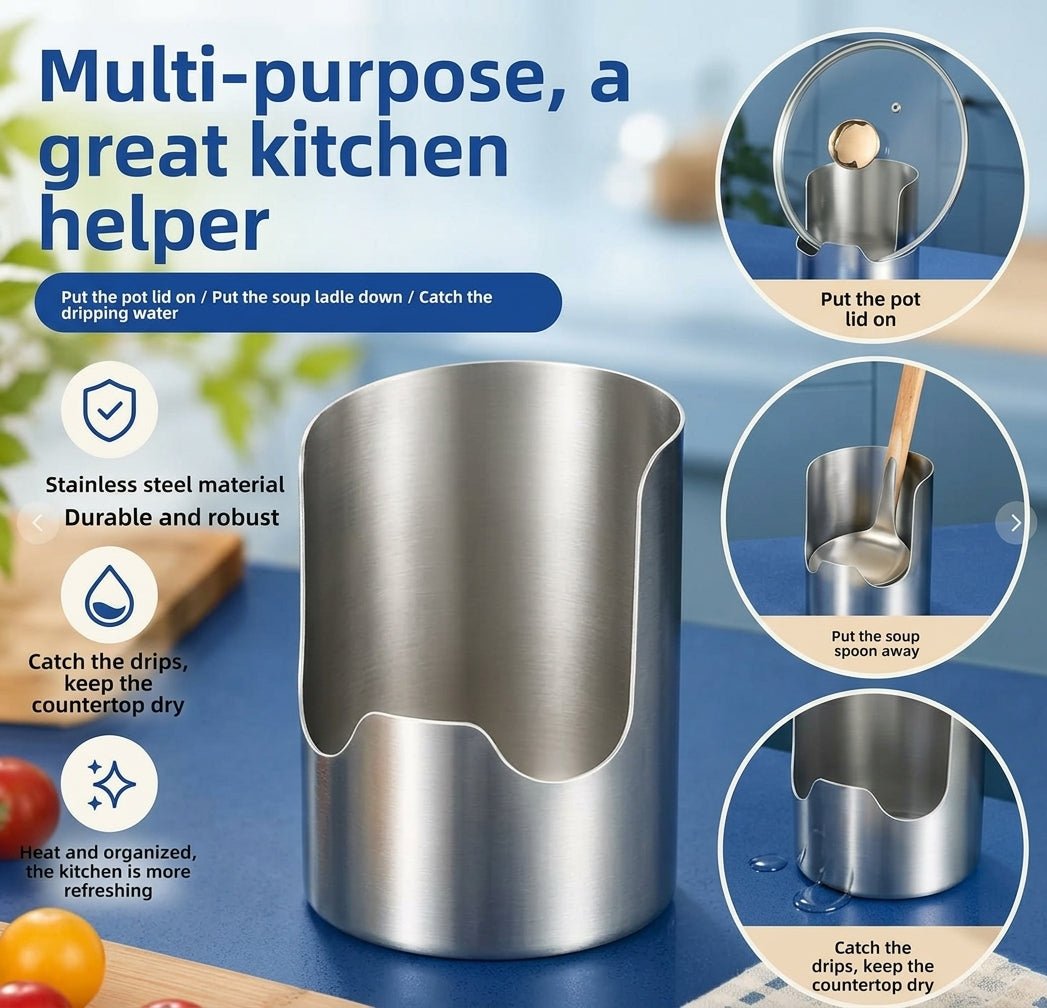 2 in 1 stainless steel spoon lid holder - Hibrilium