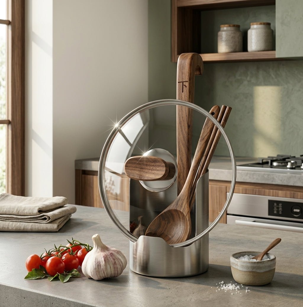 2 in 1 stainless steel spoon lid holder - Hibrilium